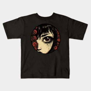 Peeking Goth Girl Kids T-Shirt